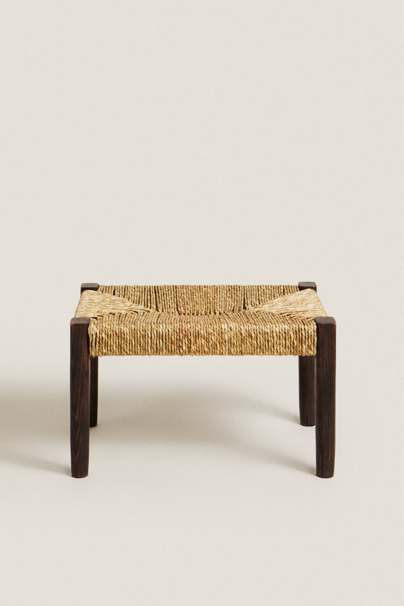Oak & Seagrass Mini Stool – Crafted for Simplicity