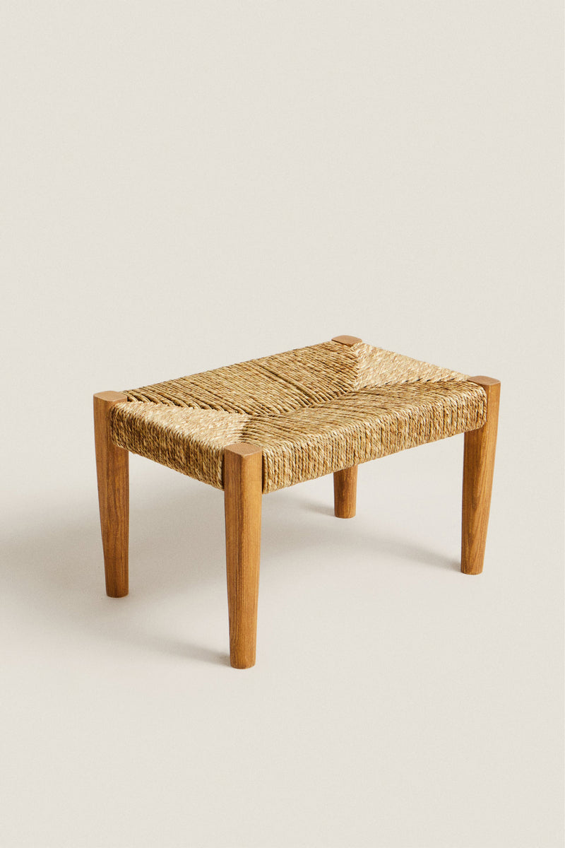 Oak & Seagrass Mini Stool – Crafted for Simplicity