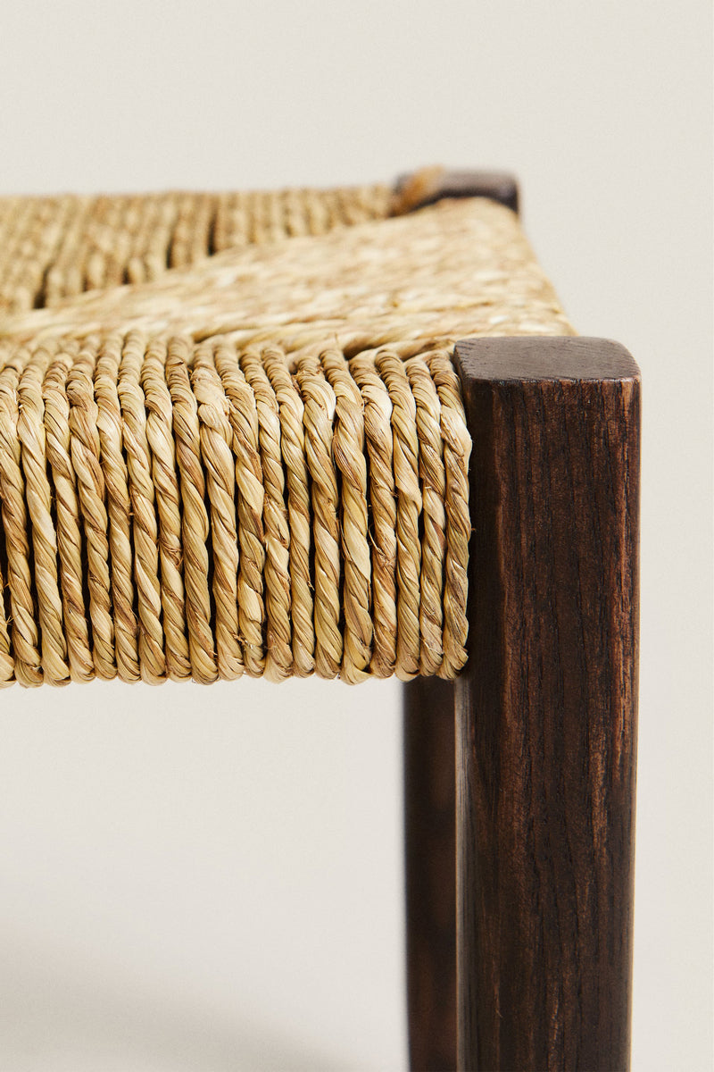 Oak & Seagrass Mini Stool – Crafted for Simplicity